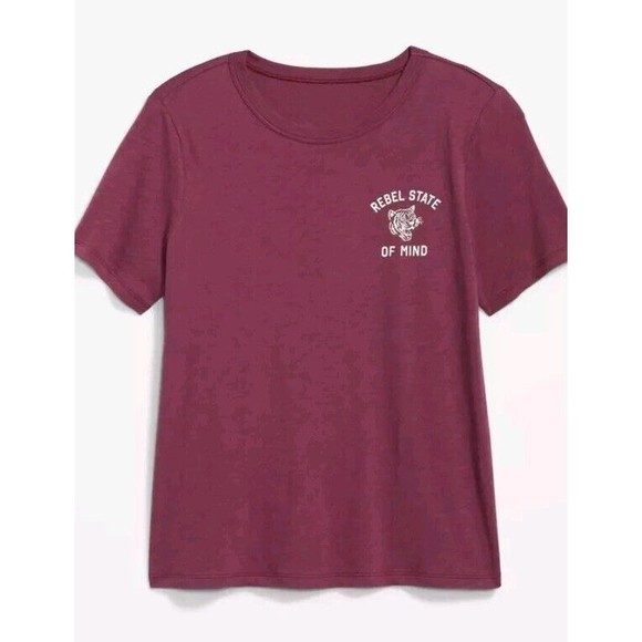 NWT Women's Old Navy Slub Knit Graphic Tee Size L Rebel State Of Mind Top - Picture 1 of 7
